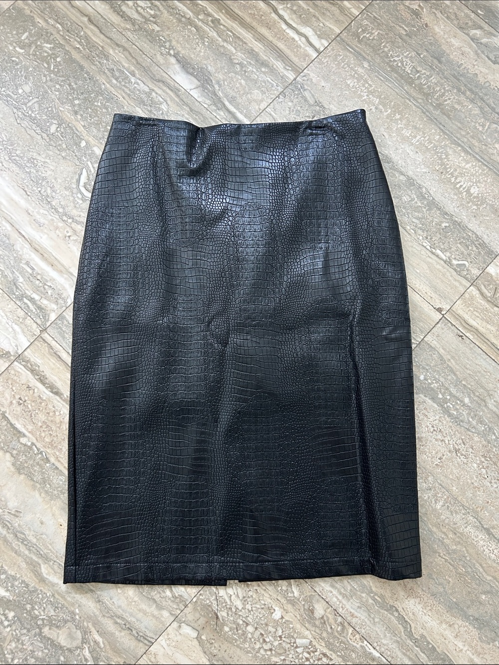 She + Sky Black Faux Croc Pencil Skirt size small